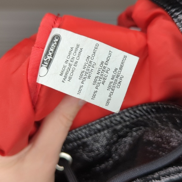 LeSportsac Black Backpack with Red, Pink, White Hearts - Picture 6 of 9